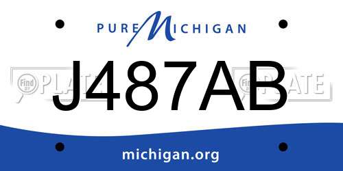 J487AB Michigan License Plate