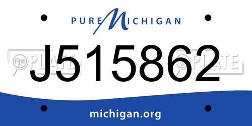 J515862 Michigan License Plate