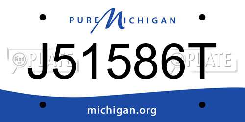 J51586T Michigan License Plate