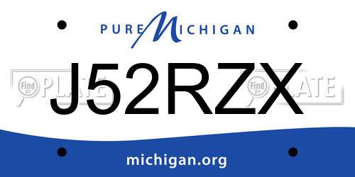 J52RZX Michigan License Plate