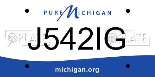 J542IG Michigan License Plate
