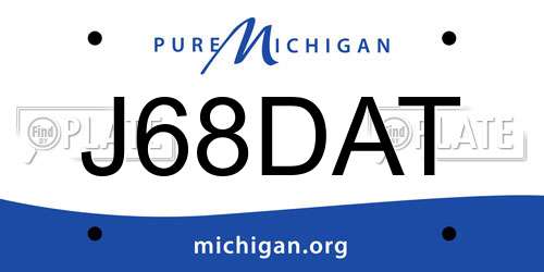 J68DAT Michigan License Plate