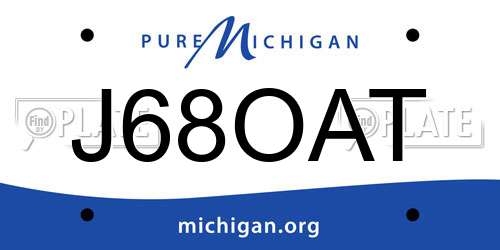 J68OAT Michigan License Plate
