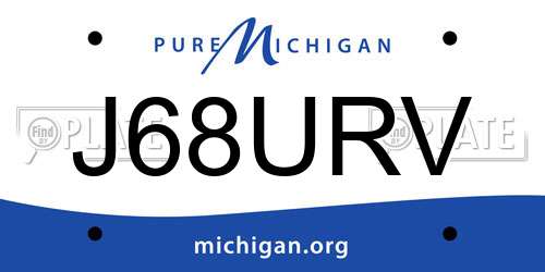 J68URV Michigan License Plate