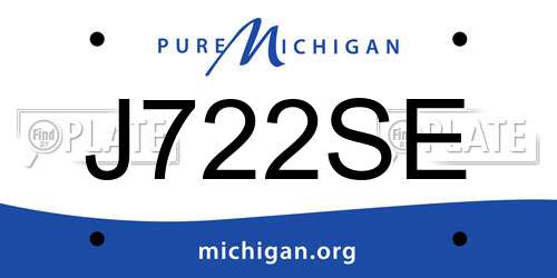 J722SE Michigan License Plate