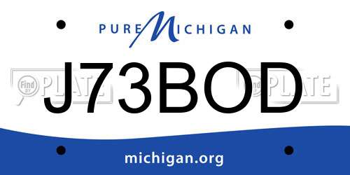 J73BOD Michigan License Plate