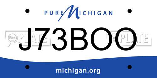 J73BOO Michigan License Plate