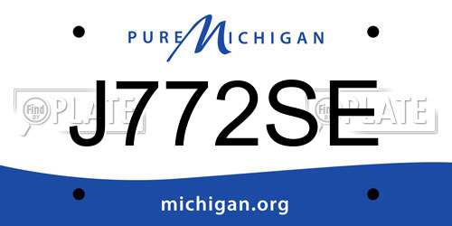 J772SE Michigan License Plate