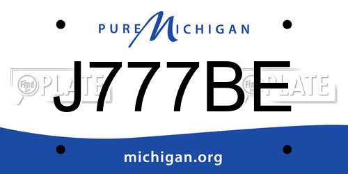 J777BE Michigan License Plate