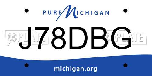 J78DBG Michigan License Plate
