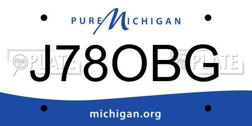 J78OBG Michigan License Plate