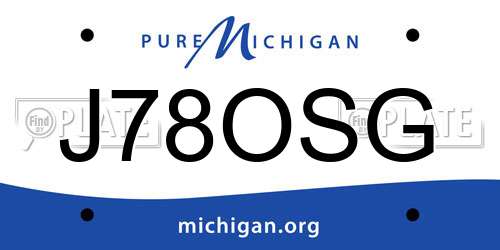 J78OSG Michigan License Plate