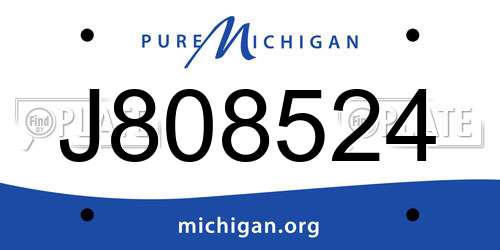 J808524 Michigan License Plate