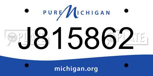 J815862 Michigan License Plate
