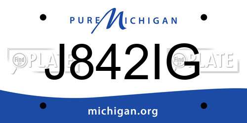 J842IG Michigan License Plate