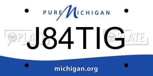 J84TIG Michigan License Plate