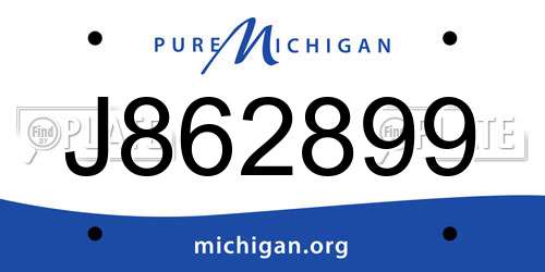 J862899 Michigan License Plate