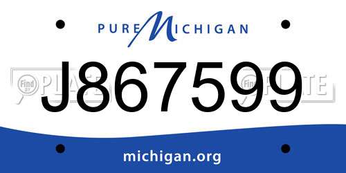J867599 Michigan License Plate