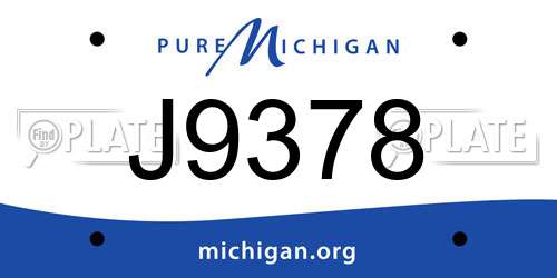J9378 Michigan License Plate