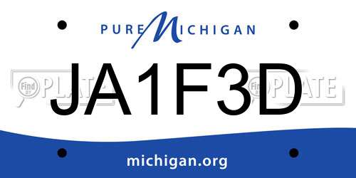 JA1F3D Michigan License Plate