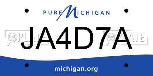 JA4D7A Michigan License Plate