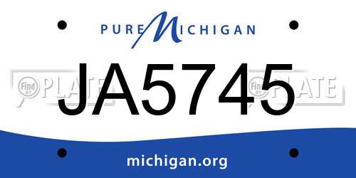 JA5745 Michigan License Plate