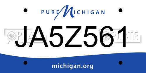 JA5Z561 Michigan License Plate
