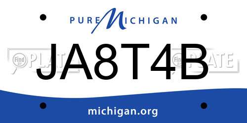 JA8T4B Michigan License Plate