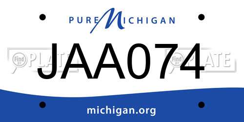 JAA074 Michigan License Plate