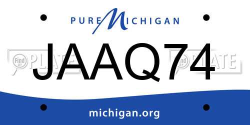 JAAQ74 Michigan License Plate