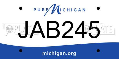 JAB245 Michigan License Plate