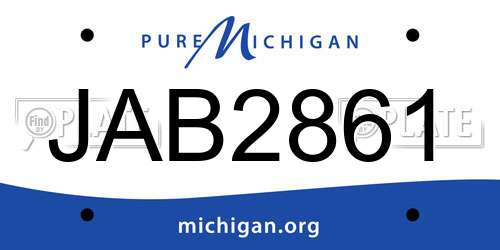 JAB2861 Michigan License Plate