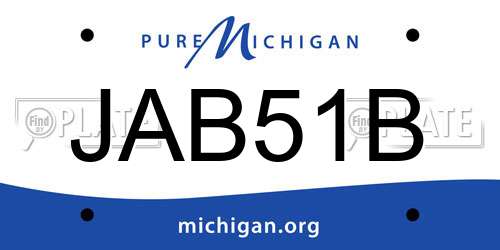 JAB51B Michigan License Plate