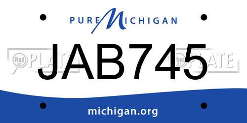 JAB745 Michigan License Plate
