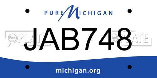 JAB748 Michigan License Plate