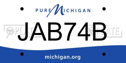 JAB74B Michigan License Plate