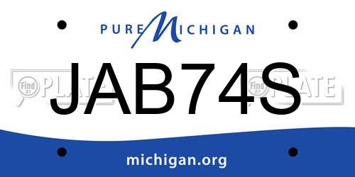 JAB74S Michigan License Plate