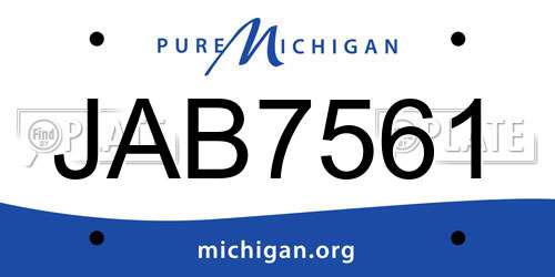 JAB7561 Michigan License Plate
