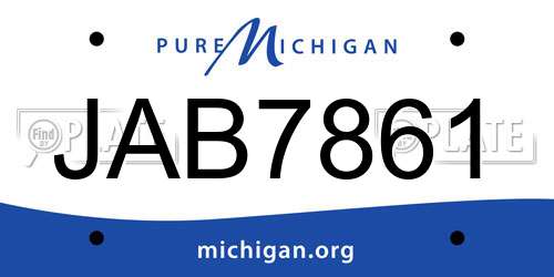 JAB7861 Michigan License Plate