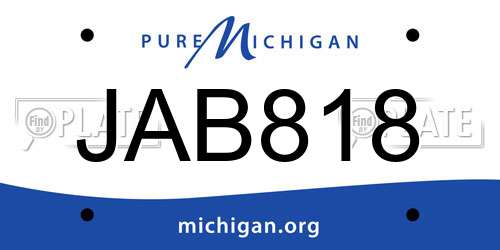JAB818 Michigan License Plate