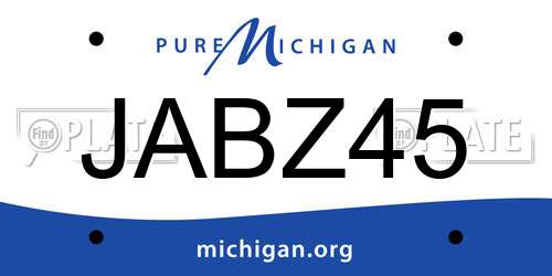 JABZ45 Michigan License Plate