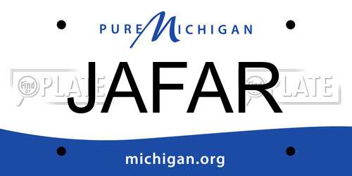 JAFAR Michigan License Plate