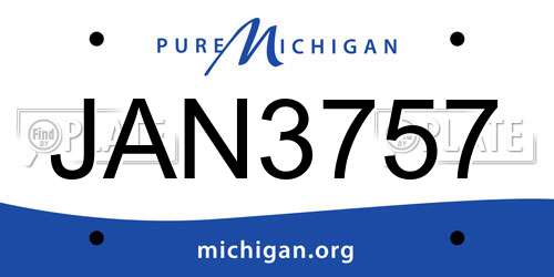 JAN3757 Michigan License Plate