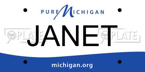 JANET Michigan License Plate