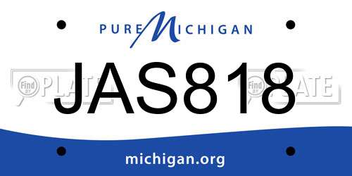 JAS818 Michigan License Plate