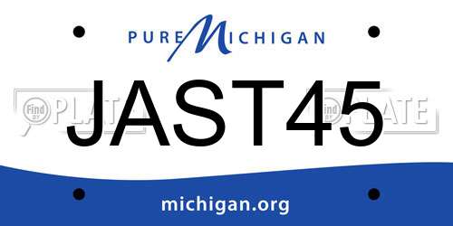 JAST45 Michigan License Plate
