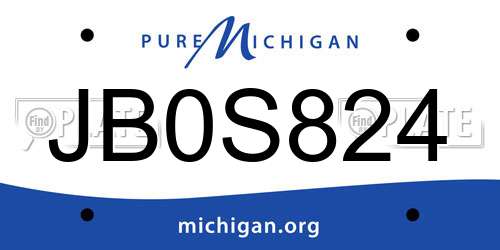 JB0S824 Michigan License Plate