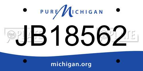 JB18562 Michigan License Plate