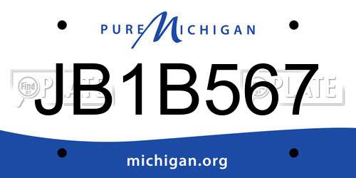 JB1B567 Michigan License Plate