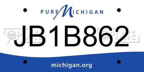 JB1B862 Michigan License Plate